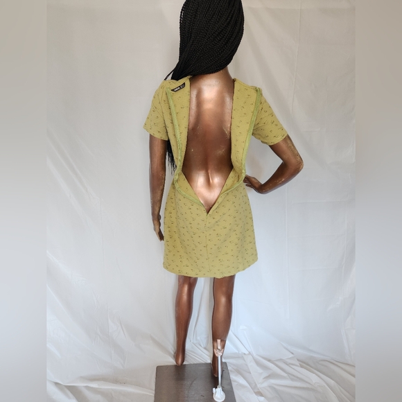 Olive Floral Tie-Front Cutout Open Back Mini Dress - Picture 9 of 15